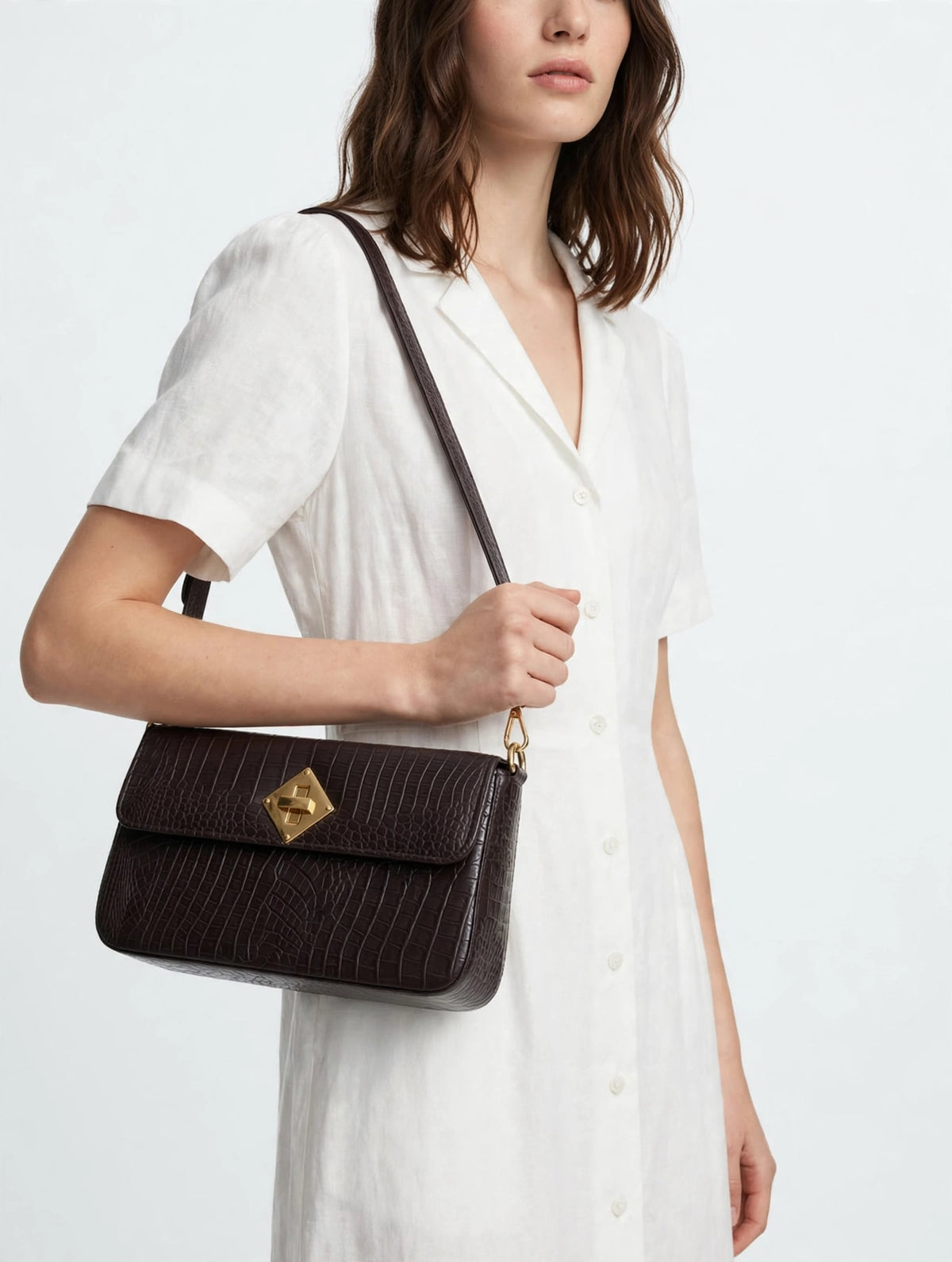 BLACK Crocodile CROSS BODY BAG