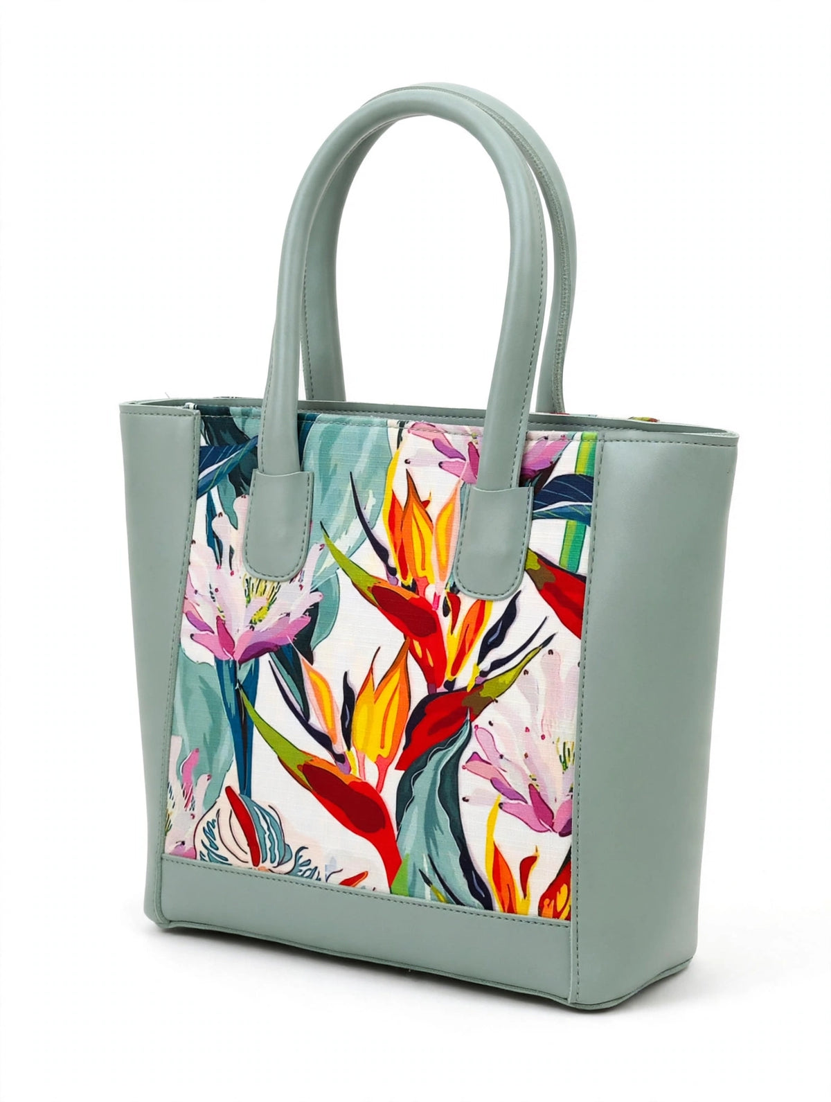 Floral Bloom Tote Bag - Premium Faux Leather with Tropical Print | Summer Collection