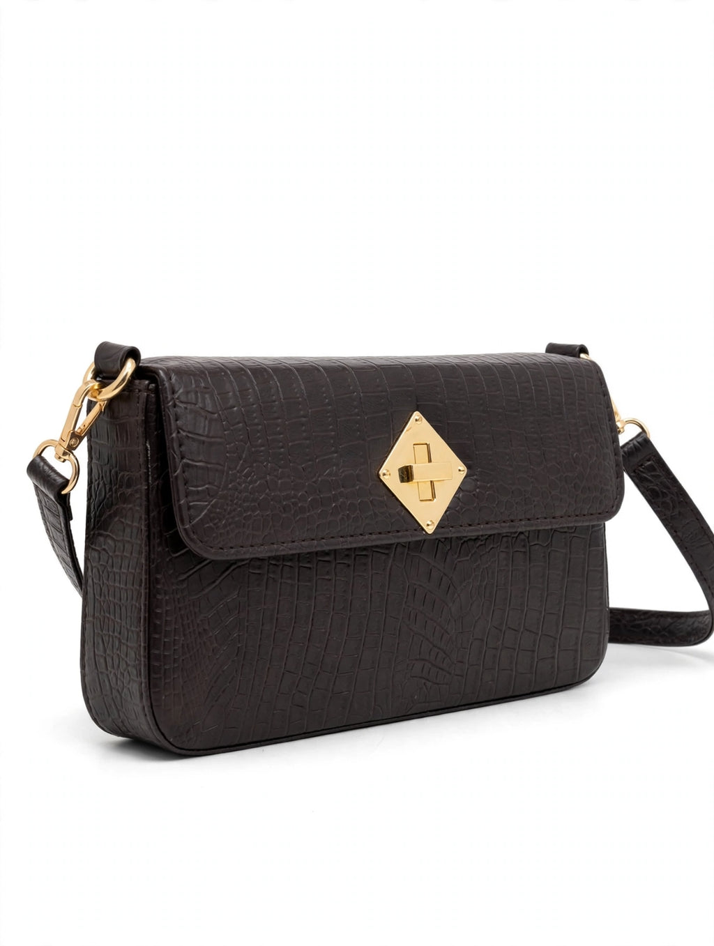 BLACK Crocodile CROSS BODY BAG