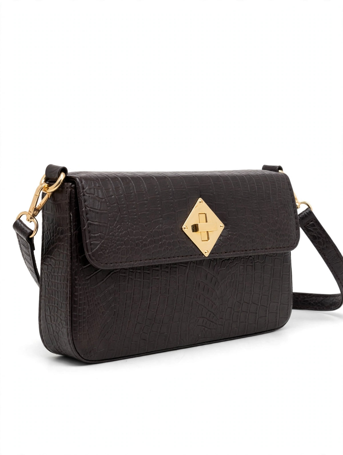 BLACK Crocodile CROSS BODY BAG