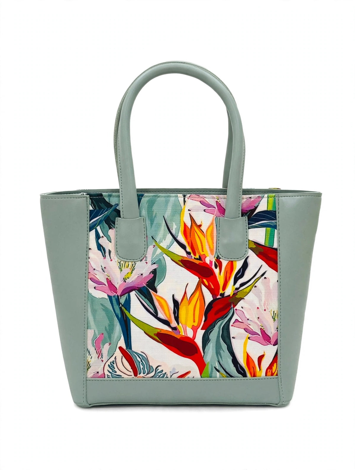 Floral Bloom Tote Bag - Premium Faux Leather with Tropical Print | Summer Collection