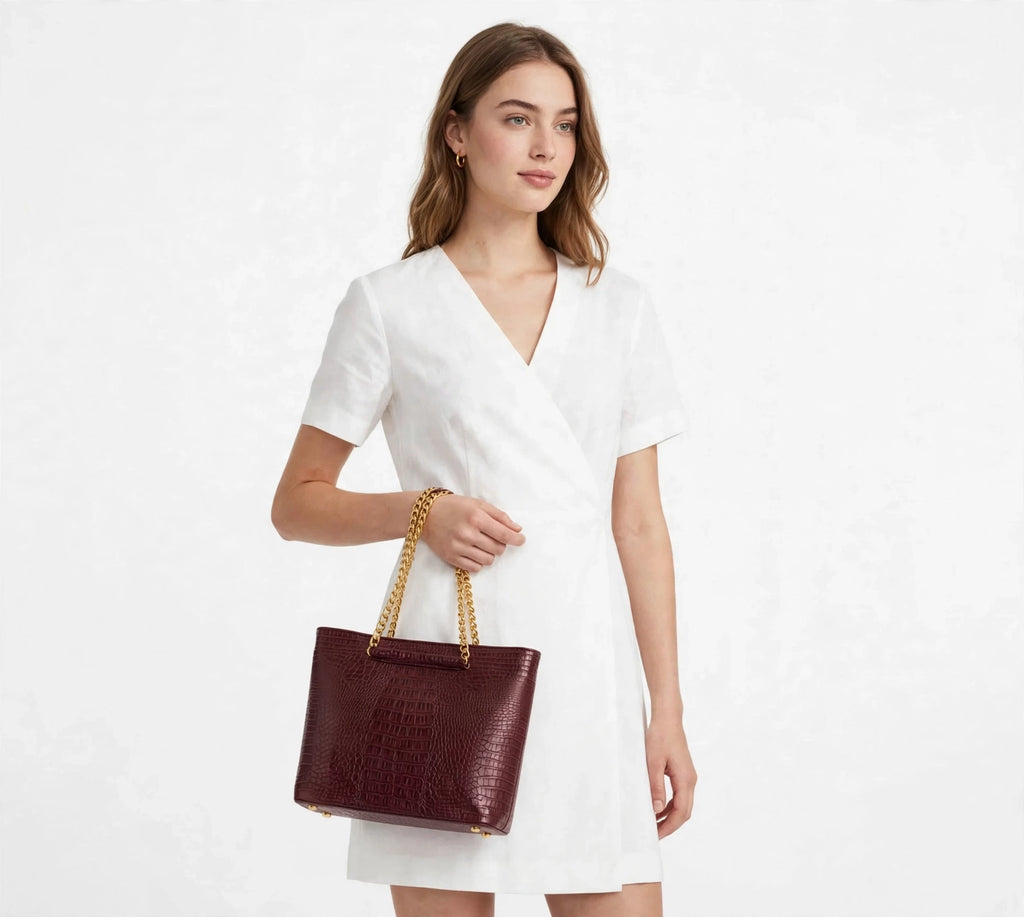 Premium Crocodile-Texture Tote Bag