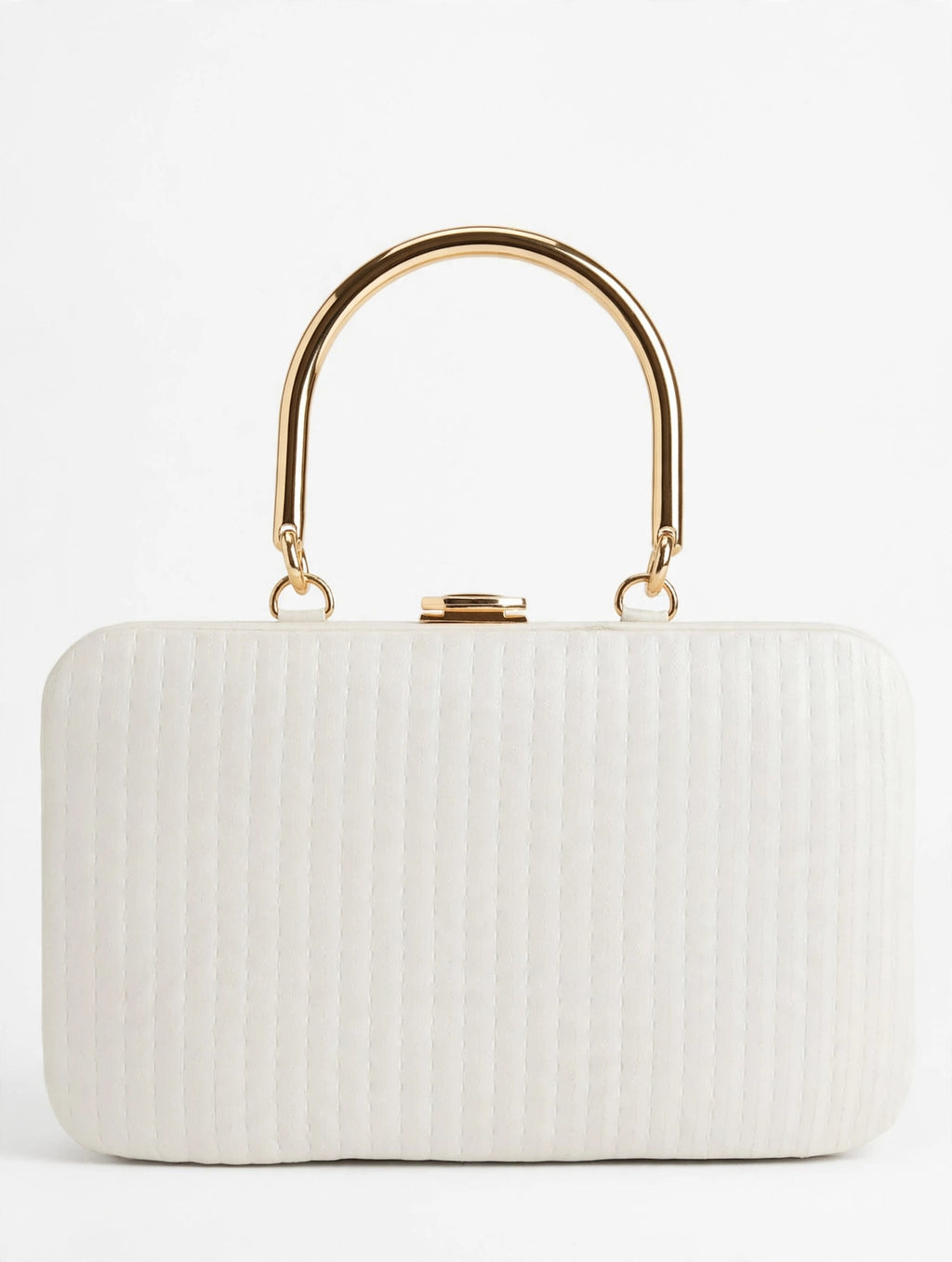 Elegant White Textured Clutch Bag