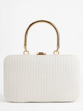 Elegant White Textured Clutch Bag
