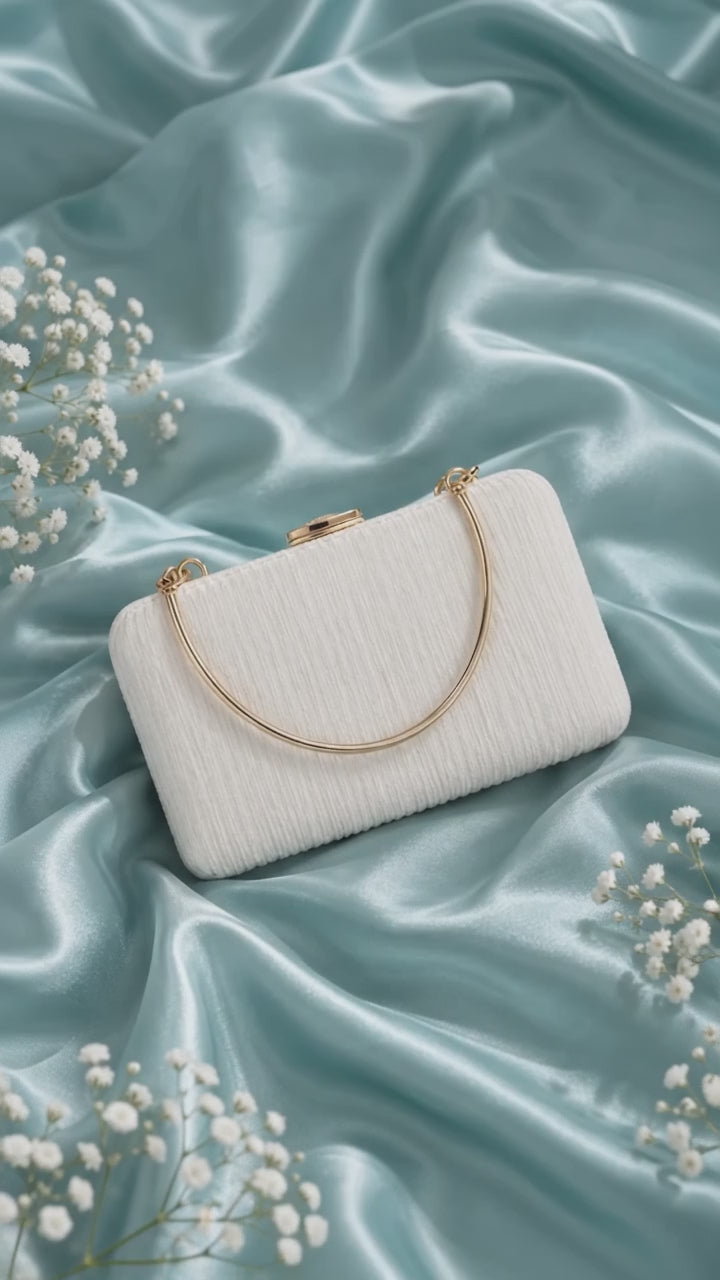 Elegant White Textured Clutch Bag